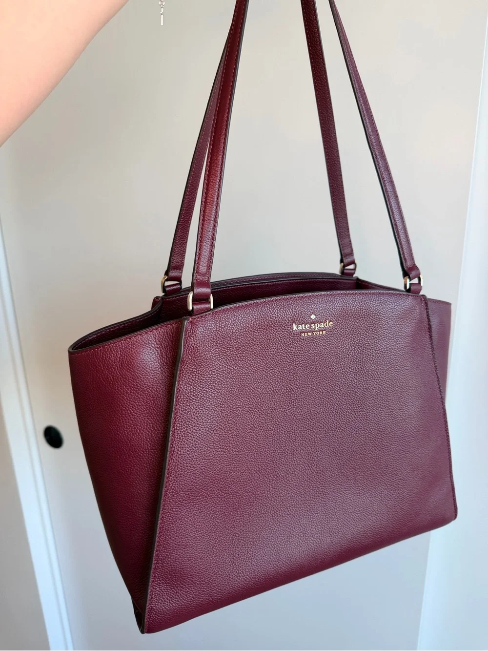 kate spade Deep Burgundy Pebbled Leather Shoulder Bag